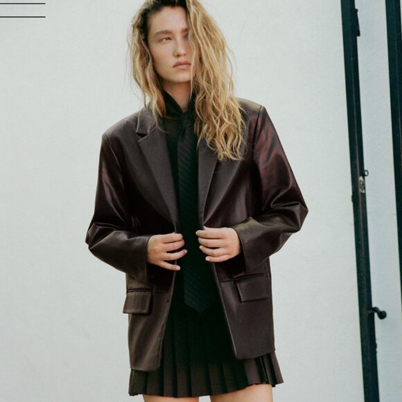 Zara Vegan Leather Blazer Orig. $99.90 - Picture 1 of 4